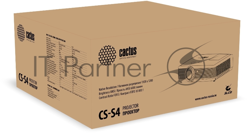 Проектор Cactus Bright CS-S4.WT 3LCD 5900Lm ANSI (1920x1200) 30000:1 ресурс лампы:10000часов 1xUSB typeA 1xUSB typeB 2xHDMI 4.45кг
