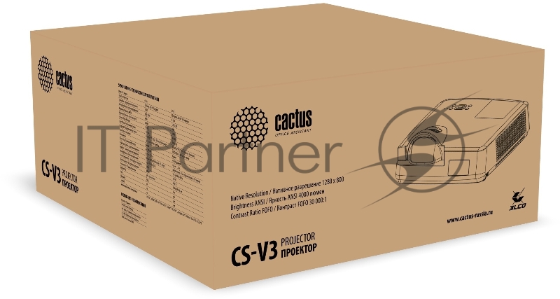 Проектор Cactus Bright CS-V3.B 3LCD 4000Lm ANSI (1280x800) 30000:1 ресурс лампы:10000часов 1xUSB typeA 1xUSB typeB 2xHDMI 4кг