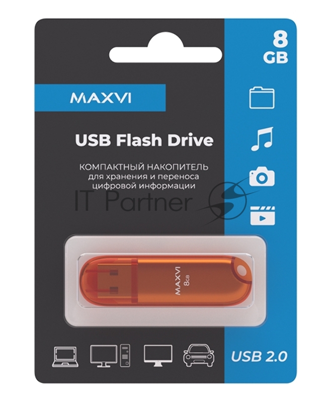 USB флеш-накопитель Maxvi P1 8GB orange (FD8GBUSB20C10P1)
