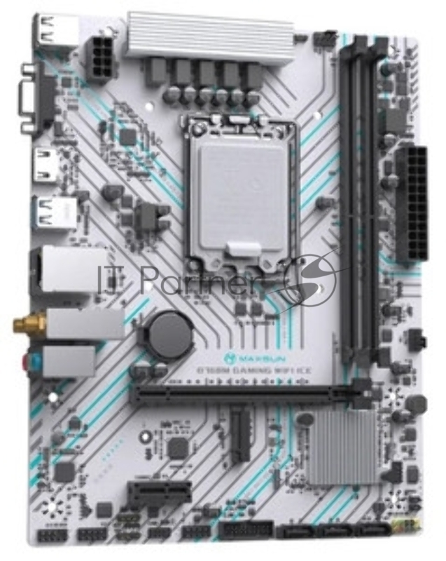 Материнская плата MAXSUN MS-B760M GAMING WIFI ICE (Socket 1700, mATX, 2*DDR4(64Gb), VGA/HDMI, 3*SATA3, 1*M.2, 1*PCIEx16/1*PCIEx1, 2*USB2.0, 4*USB 3.2, LAN 1*1G, Bluetooth, Wi-Fi 802.11ac, ARGB, white, RTL)