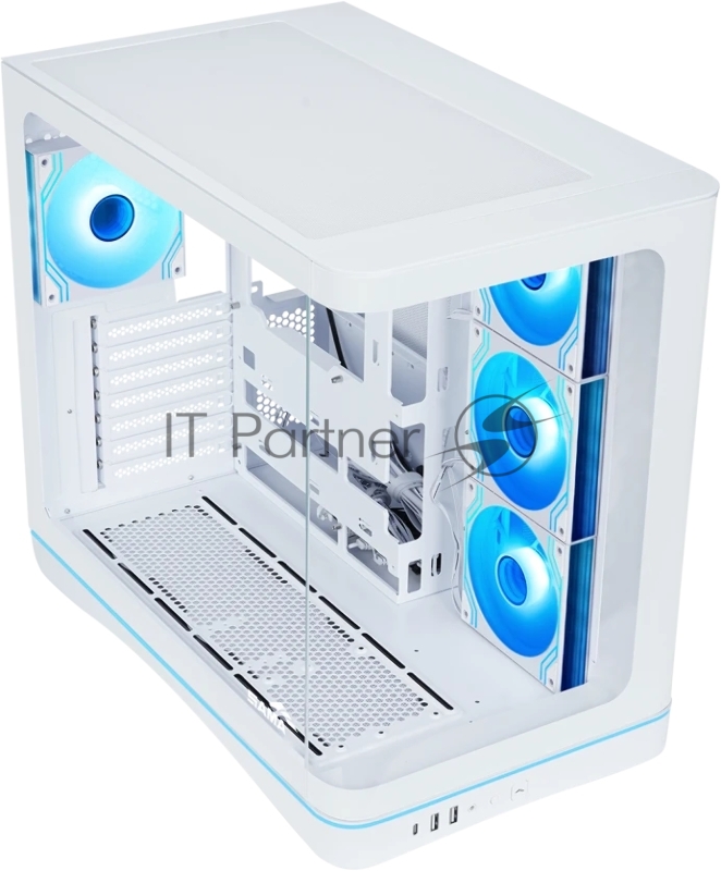 Корпус ПК без блока питания/ Case SAMA V62S White, Midi-Tower, TG, 4x120mm ARGB, 2xUSB 3.0 + 1xUSB 3.2 Type-C, ATX, mATX, mITX White