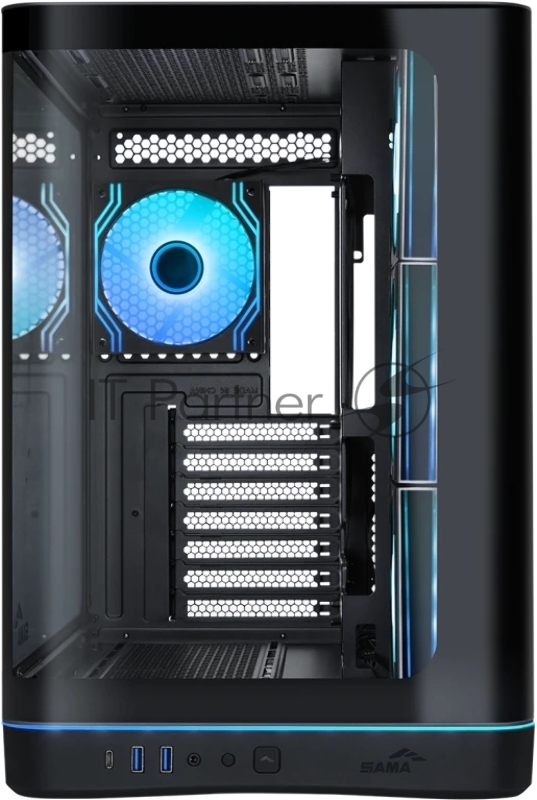 Корпус ПК без блока питания/ Case SAMA V62S Black, Midi-Tower, TG, 4x120mm ARGB, 2xUSB 3.0 + 1xUSB 3.2 Type-C, ATX, mATX, mITX Black