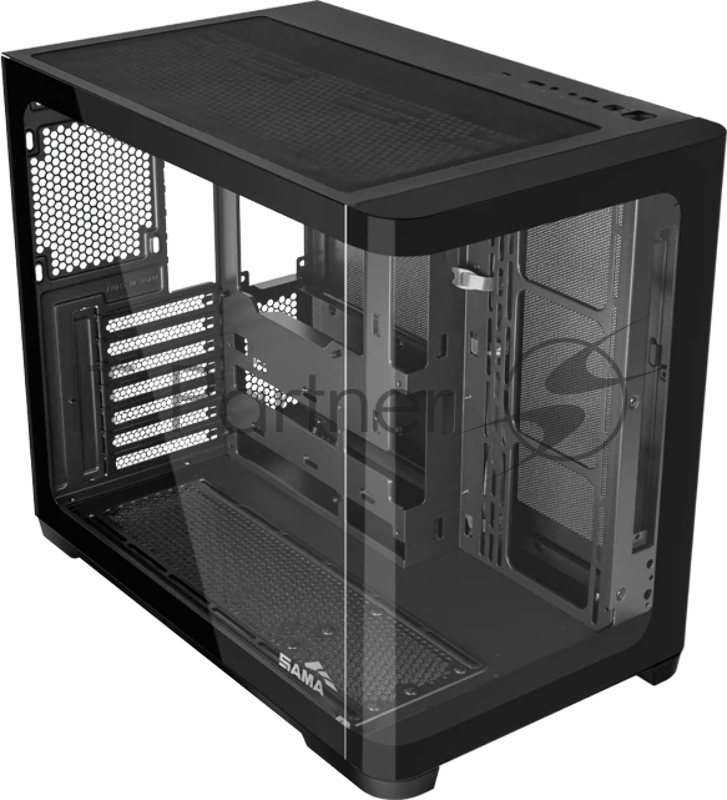 Корпус ПК без блока питания/ Case SAMA V60E Black, Midi-Tower, TG, no fans, 2xUSB 3.0 + 1xUSB 3.2 Type-C, ATX, mATX, mITX Black