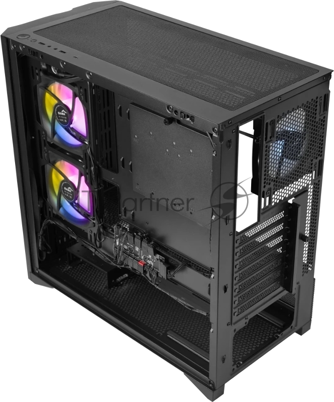 Корпус ПК без блока питания/ Case SAMA V42 Black, Midi-Tower, TG, 4x120mm ARGB, 2xUSB 3.0 + 1xUSB 3.2 Type-C, ATX, mATX, mITX Black