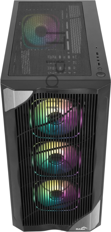 Корпус ПК без блока питания/ Case SAMA V42 Black, Midi-Tower, TG, 4x120mm ARGB, 2xUSB 3.0 + 1xUSB 3.2 Type-C, ATX, mATX, mITX Black