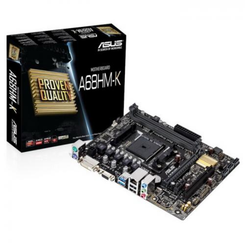 Мат. плата SocketFM2+ ASUS A68HM-K (AMD A68H, 2xDDR3, SATA III, RAID, PCI-E, D-Sub, DVI, 1Гбит LAN, USB3.0, mATX)
