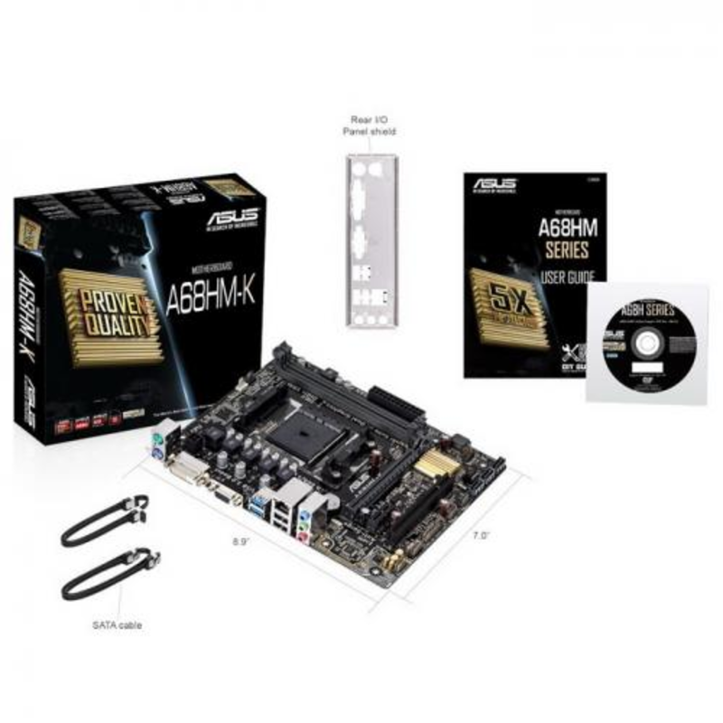 Мат. плата SocketFM2+ ASUS A68HM-K (AMD A68H, 2xDDR3, SATA III, RAID, PCI-E, D-Sub, DVI, 1Гбит LAN, USB3.0, mATX)
