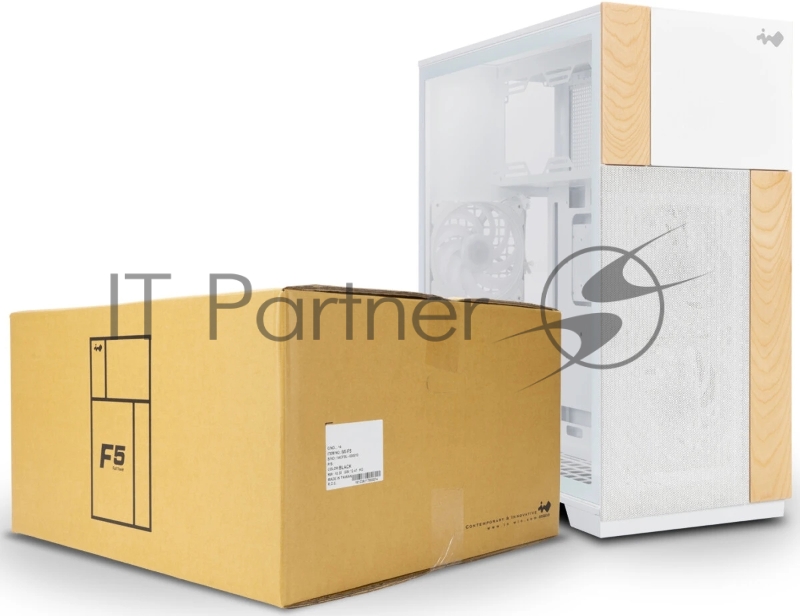 Корпус без блока питания/ Case InWin F5, Full-Tower, TG, 3x140mm ARGB, 2xUSB-A 3.0 + 1xUSB-C 3.2, E-ATX, ATX, mATX, mITX White