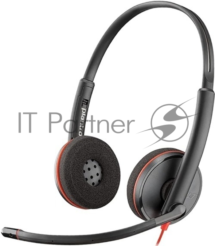 Гарнитура проводная Poly Blackwire 3225 Stereo USB-C Headset +3.5мм Plug +USB-C/A Adapter (Bulk) черный