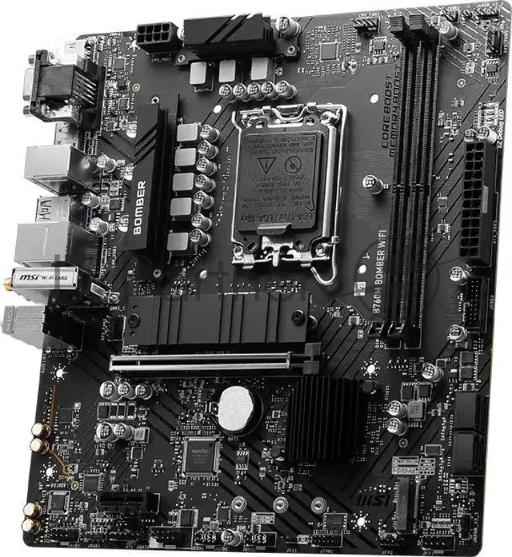 Материнская плата MSI B760M BOMBER WIFI Soc-1700 Intel B760 2xDDR5 mATX AC`97 8ch(7.1) 2.5Gg+VGA+HDMI+DP
