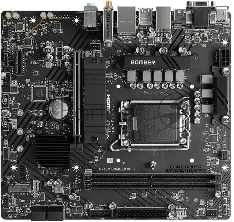 Материнская плата MSI B760M BOMBER WIFI Soc-1700 Intel B760 2xDDR5 mATX AC`97 8ch(7.1) 2.5Gg+VGA+HDMI+DP