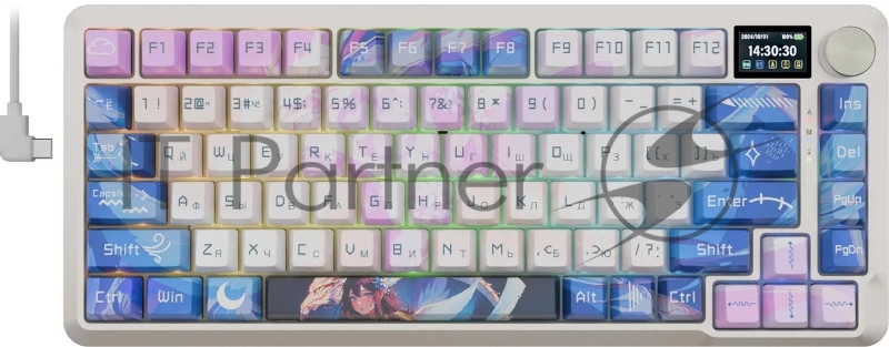 Клавиатура Redragon Flekact Pro гибридная, USB Type-A, Bluetooth, радиоканал, фиолетовый