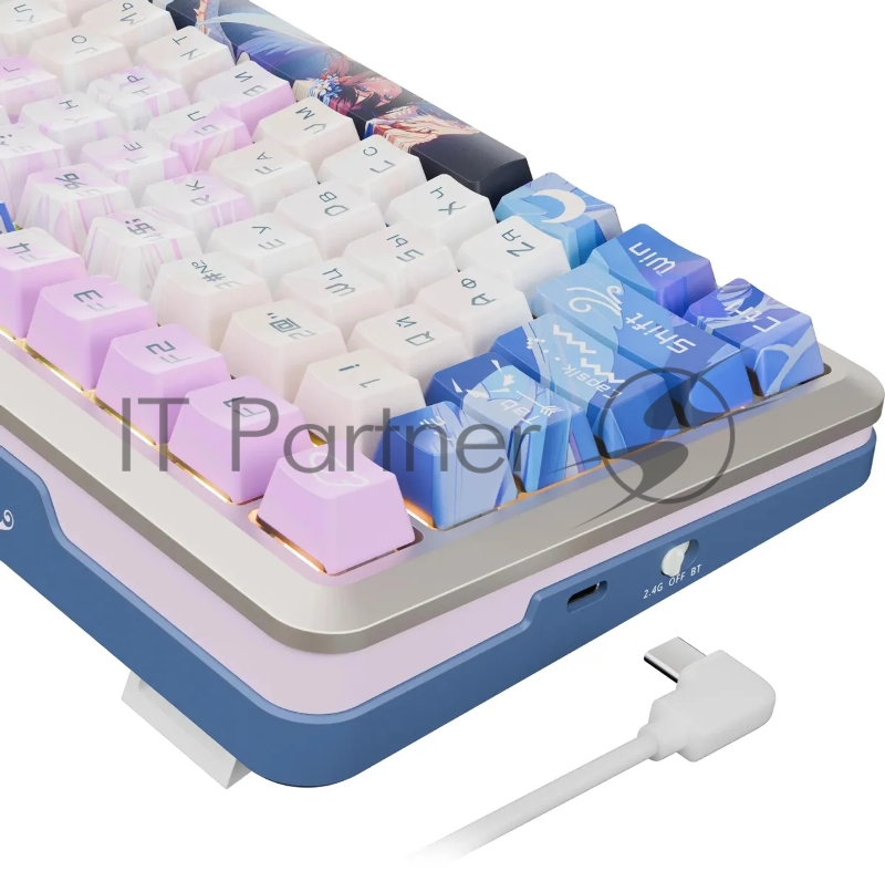 Клавиатура Redragon Flekact Pro гибридная, USB Type-A, Bluetooth, радиоканал, фиолетовый