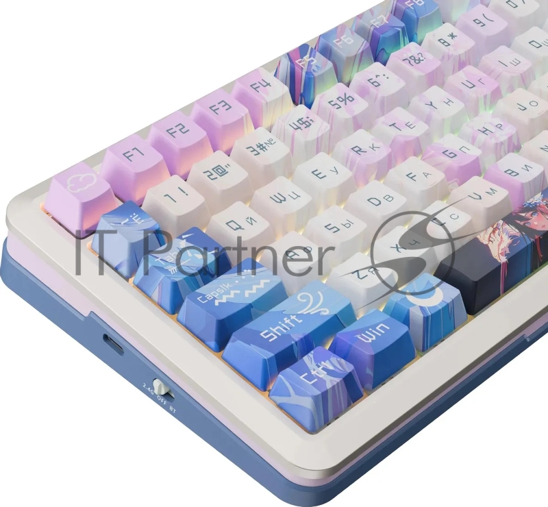 Клавиатура Redragon Flekact Pro гибридная, USB Type-A, Bluetooth, радиоканал, фиолетовый