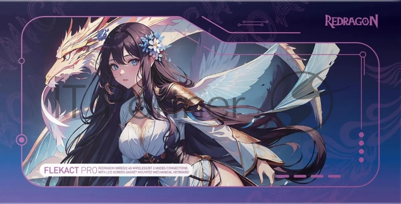 Клавиатура Redragon Flekact Pro гибридная, USB Type-A, Bluetooth, радиоканал, фиолетовый