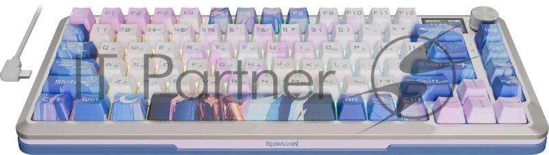 Клавиатура Redragon Flekact Pro гибридная, USB Type-A, Bluetooth, радиоканал, фиолетовый