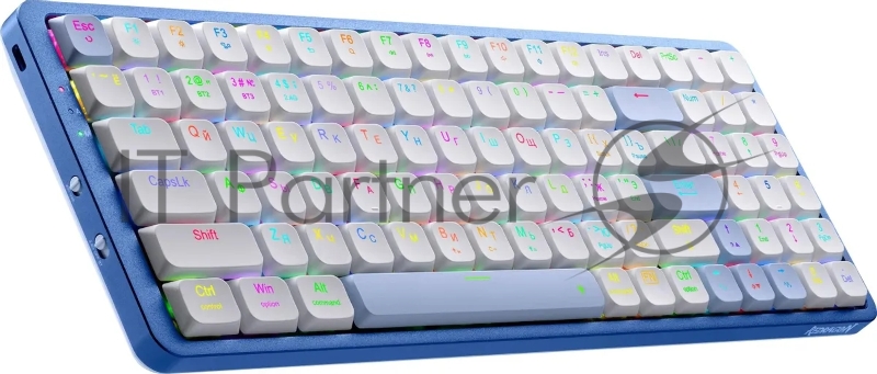 Клавиатура Redragon Eva Pro гибридная, USB Type-A, Bluetooth, радиоканал, белый/синий