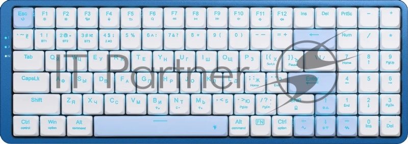 Клавиатура Redragon Eva Pro гибридная, USB Type-A, Bluetooth, радиоканал, белый/синий