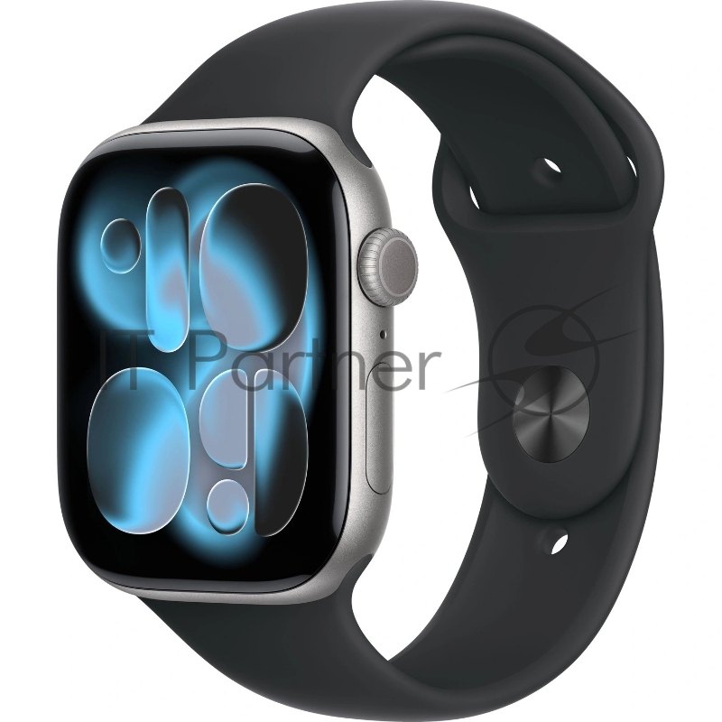 Смарт-часы Apple Watch Series 11 A3333 46мм OLED корп.серый космос Sport Band рем.черный разм.брасл.:S/M (MEV04X/A)