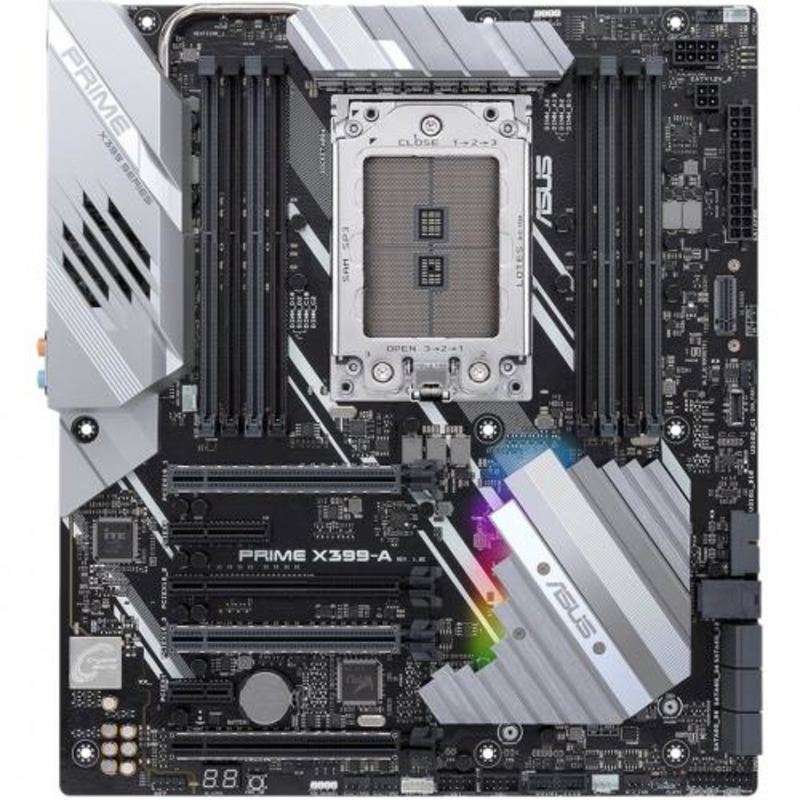 Мат. плата SocketTR4 ASUS PRIME X399-A (AMD X399, 8xDDR4, M.2, U.2, SATA III, RAID, 4xPCI-E, 1Гбит LAN, USB3.1, E-ATX)