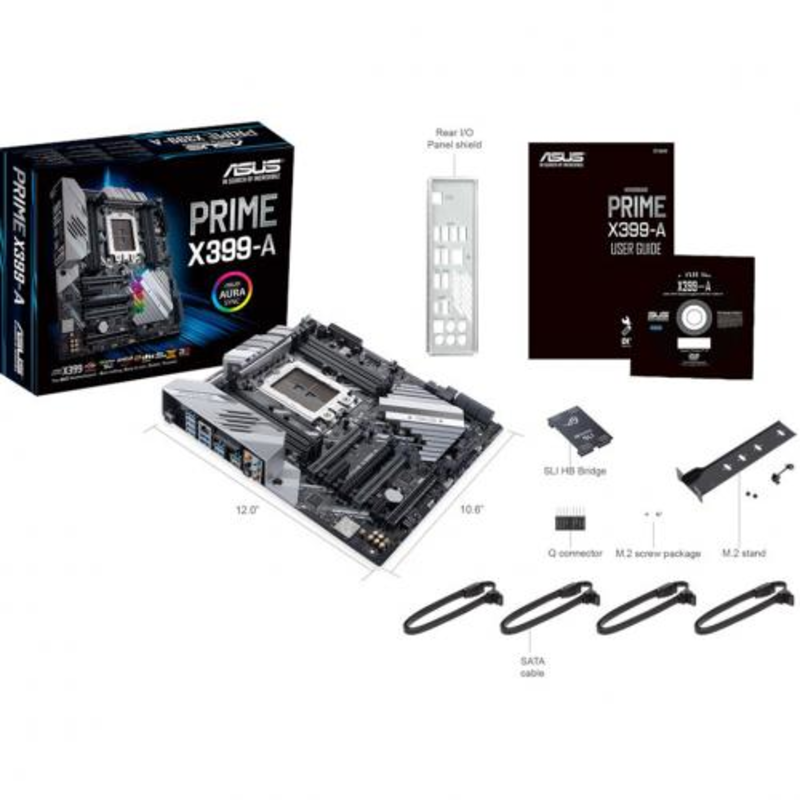 Мат. плата SocketTR4 ASUS PRIME X399-A (AMD X399, 8xDDR4, M.2, U.2, SATA III, RAID, 4xPCI-E, 1Гбит LAN, USB3.1, E-ATX)