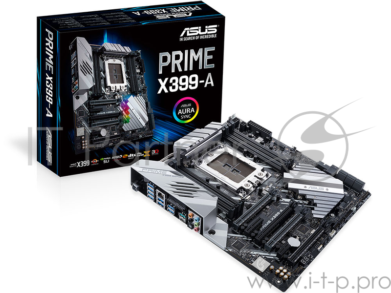 Мат. плата SocketTR4 ASUS PRIME X399-A (AMD X399, 8xDDR4, M.2, U.2, SATA III, RAID, 4xPCI-E, 1Гбит LAN, USB3.1, E-ATX)