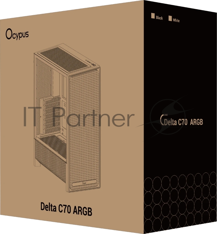 Компьютерный корпус Ocypus Delta C70 BK ARGB EATX/ win/ black/ 4 ARGB fans/ no PSU/ Tempered Glass