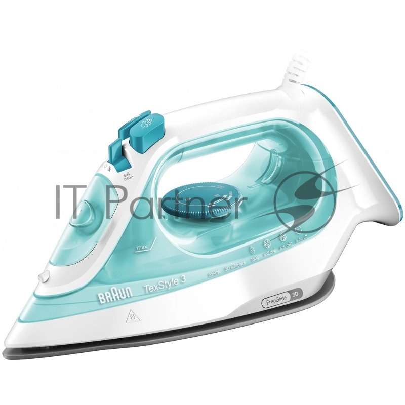 Утюг Braun SI 3041 GR TexStyle 3 белый/бирюзовый, 2350 Вт, 45 г/мин, 150 г/мин, 270 мл