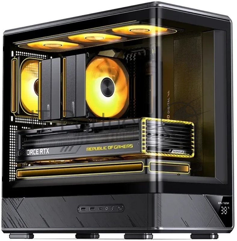 Корпус без блока питания Case JONSBO D200, Mini-Tower, TG, no fan, 2xUSB-A 3.0 + 1xUSB-C 3.2, mATX, mITX Black