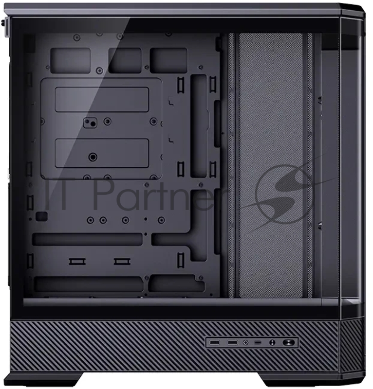 Корпус без блока питания Case JONSBO D400, Midi-Tower, TG, no fan, 2xUSB-A 3.0 + 1xUSB-C 3.2, ATX, mATX, mITX Black