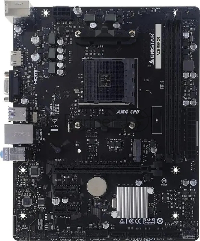 Материнская плата Biostar A520MHP 2.0 Soc-AM4 AMD A520 2xDDR4 mATX AC`97 8ch(7.1) GbLAN RAID+VGA+HDMI