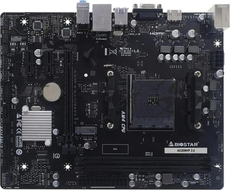 Материнская плата Biostar A520MHP 2.0 Soc-AM4 AMD A520 2xDDR4 mATX AC`97 8ch(7.1) GbLAN RAID+VGA+HDMI