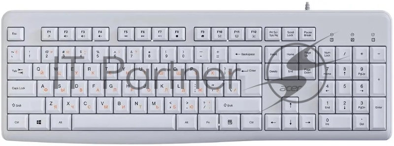 Клавиатура Acer OKW500 белый USB Multimedia (ZL.KBDEE.01S) кабель 1.8м