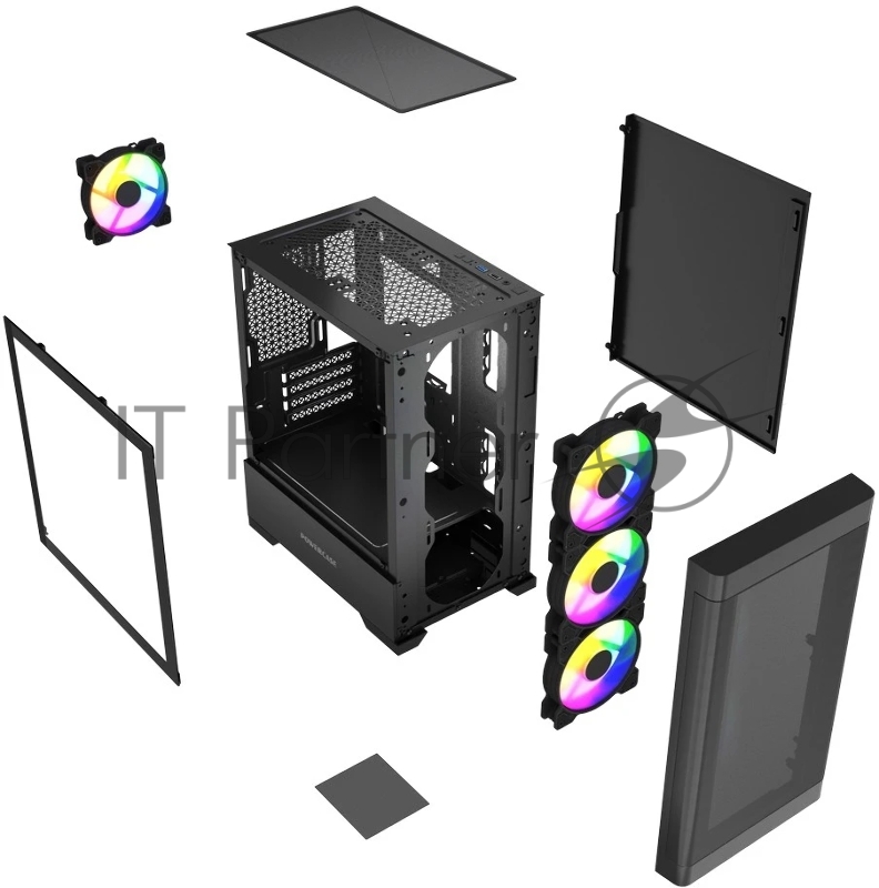 Корпус Powercase Mistral Micro A13B, Tempered Glass, 4x120mm FRGB fan, чёрный, mATX (CMMA13B-L4)