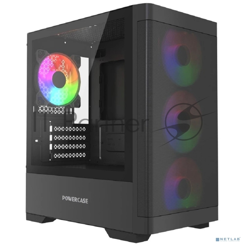 Корпус Powercase Mistral Micro A13B, Tempered Glass, 4x120mm FRGB fan, чёрный, mATX (CMMA13B-L4)