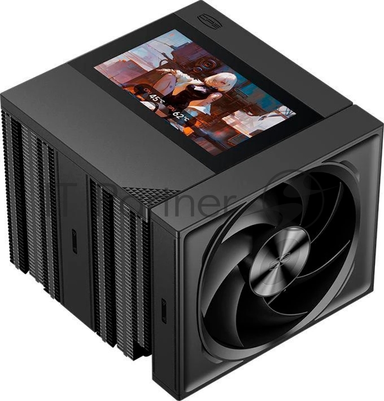 Кулер для процессора PCCooler RZ820 Display BK (290W, 4-pin PWM, LED, 169mm, Al/Cu, 8x6mm, 1x140mm + 1x150mm, 71.9/78.7CFM, 27.1/35.8dBA, 1500/2500RPM, S: 1851/1700/1200/115X/20XX, AM5/AM4, black)
