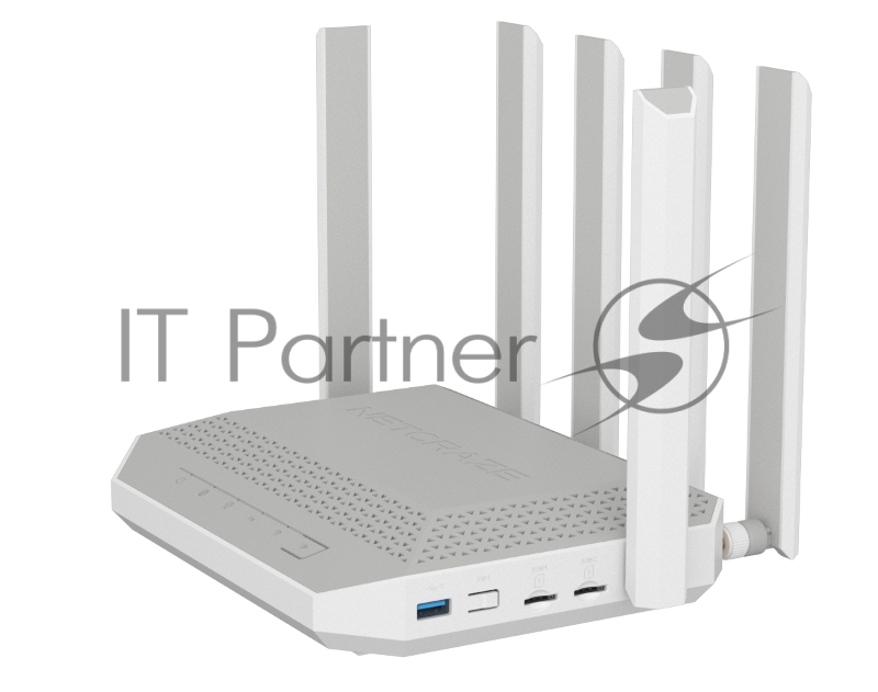 Мультигигабитный интернет-центр Netcraze Hero 5G (NC-4110) с модемом 5G, двумя слотами для SIM-карт, Mesh Wi-Fi 6 AX3000, Smart-коммутатором 1×2.5G и 4×1G, многофункциональными портами USB 3.0 и 2.0