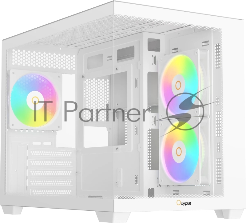 Корпус ПК без блока питания Case Ocypus Gamma C54 WH ARGB, Midi-Tower, TG, 3x120mm ARGB, 1xUSB-A 3.0 + 2xUSB 2.0, mATX, mITX White