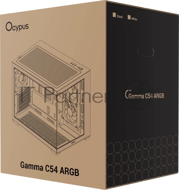 Корпус ПК без блока питания Case Ocypus Gamma C54 BK ARGB, Midi-Tower, TG, 3x120mm ARGB, 1xUSB-A 3.0 + 2xUSB 2.0, mATX, mITX Black