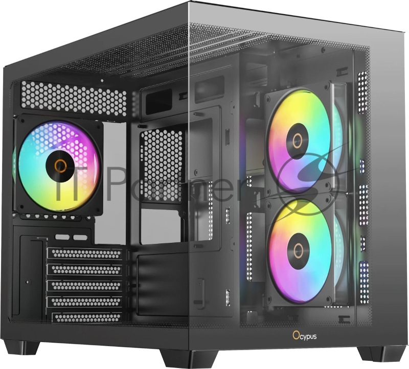 Корпус ПК без блока питания Case Ocypus Gamma C54 BK ARGB, Midi-Tower, TG, 3x120mm ARGB, 1xUSB-A 3.0 + 2xUSB 2.0, mATX, mITX Black
