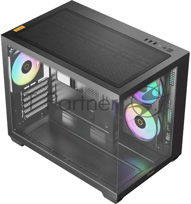 Корпус ПК без блока питания Case Ocypus Gamma C54 BK ARGB, Midi-Tower, TG, 3x120mm ARGB, 1xUSB-A 3.0 + 2xUSB 2.0, mATX, mITX Black
