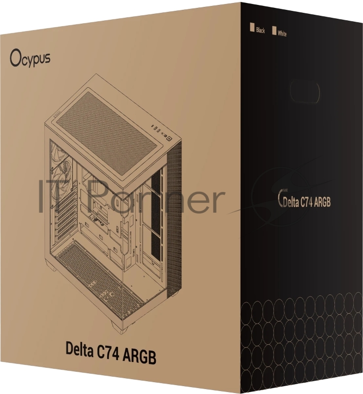 Корпус ПК без блока питания Case Ocypus Delta C74 WH ARGB, Midi-Tower, TG, 2x120mm ARGB, 2xUSB-A 3.0 + 1xUSB-C 3.1, ATX, mATX, mITX White