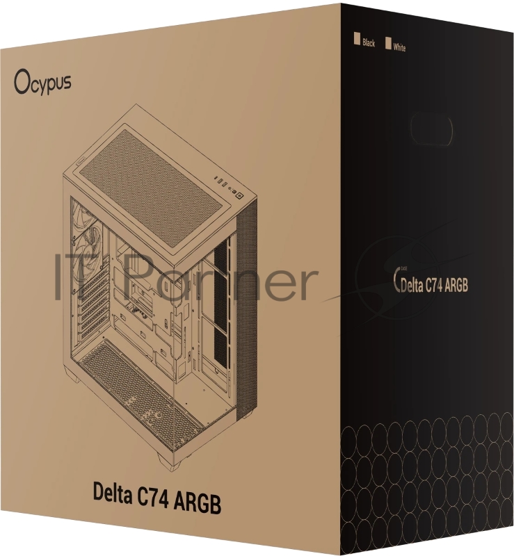 Корпус ПК без блока питания Case Ocypus Delta C74 BK ARGB, Midi-Tower, TG, 2x120mm ARGB, 2xUSB-A 3.0 + 1xUSB-C 3.1, ATX, mATX, mITX Black