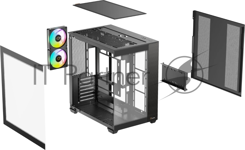 Корпус ПК без блока питания Case Ocypus Delta C74 BK ARGB, Midi-Tower, TG, 2x120mm ARGB, 2xUSB-A 3.0 + 1xUSB-C 3.1, ATX, mATX, mITX Black