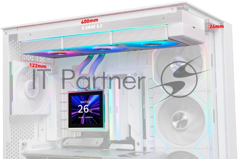 Система водяного охлаждения Lian-Li HydroShift II LCD-S 360CL ARGB Soc-AM5/AM4/1700/1851 белый 4-pin 30dB Al+Cu LCD Ret (G89.GHS2LCDS36CW.R0)