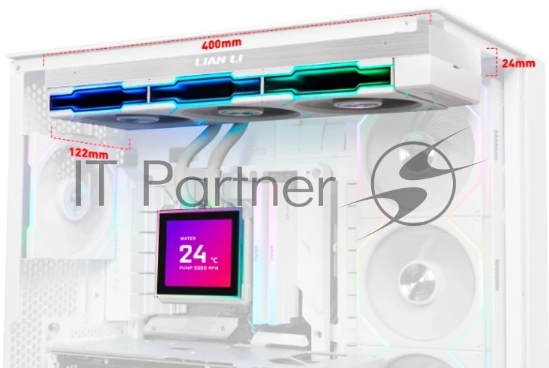 Система водяного охлаждения Lian-Li HydroShift II LCD-S 360TL ARGB Soc-AM5/AM4/1700/1851 белый 4-pin 33dB Al+Cu LCD Ret (G89.GHS2LCDS36TW.R0)