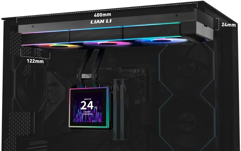 Система водяного охлаждения Lian-Li HydroShift II LCD-S 360CL ARGB Soc-AM5/AM4/1700/1851 черный 4-pin 30dB Al+Cu LCD Ret (G89.GHS2LCDS36CB.R0)