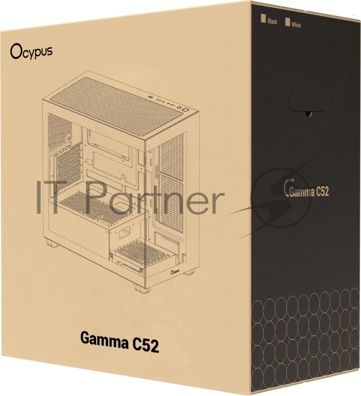 Корпус ПК без блока питания Case Ocypus Gamma C52 BK, Mini-Tower, TG, no fans, 1xUSB-A 3.0 + 2xUSB 2.0, mATX, mITX Black