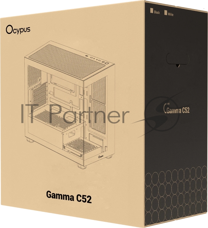 Корпус ПК без блока питания Case Ocypus Gamma C52 WH, Mini-Tower, TG, no fans, 1xUSB-A 3.0 + 2xUSB 2.0, mATX, mITX White