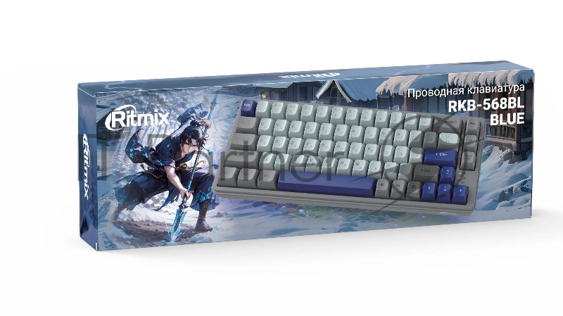 Клавиатура проводная Ritmix RKB-568BL Blue голубой-серый